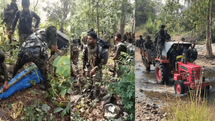 Security forces-Naxalite encounter live video: Bodies of 10 Naxalites killed in the encounter recovered, live video from the spot surfaced