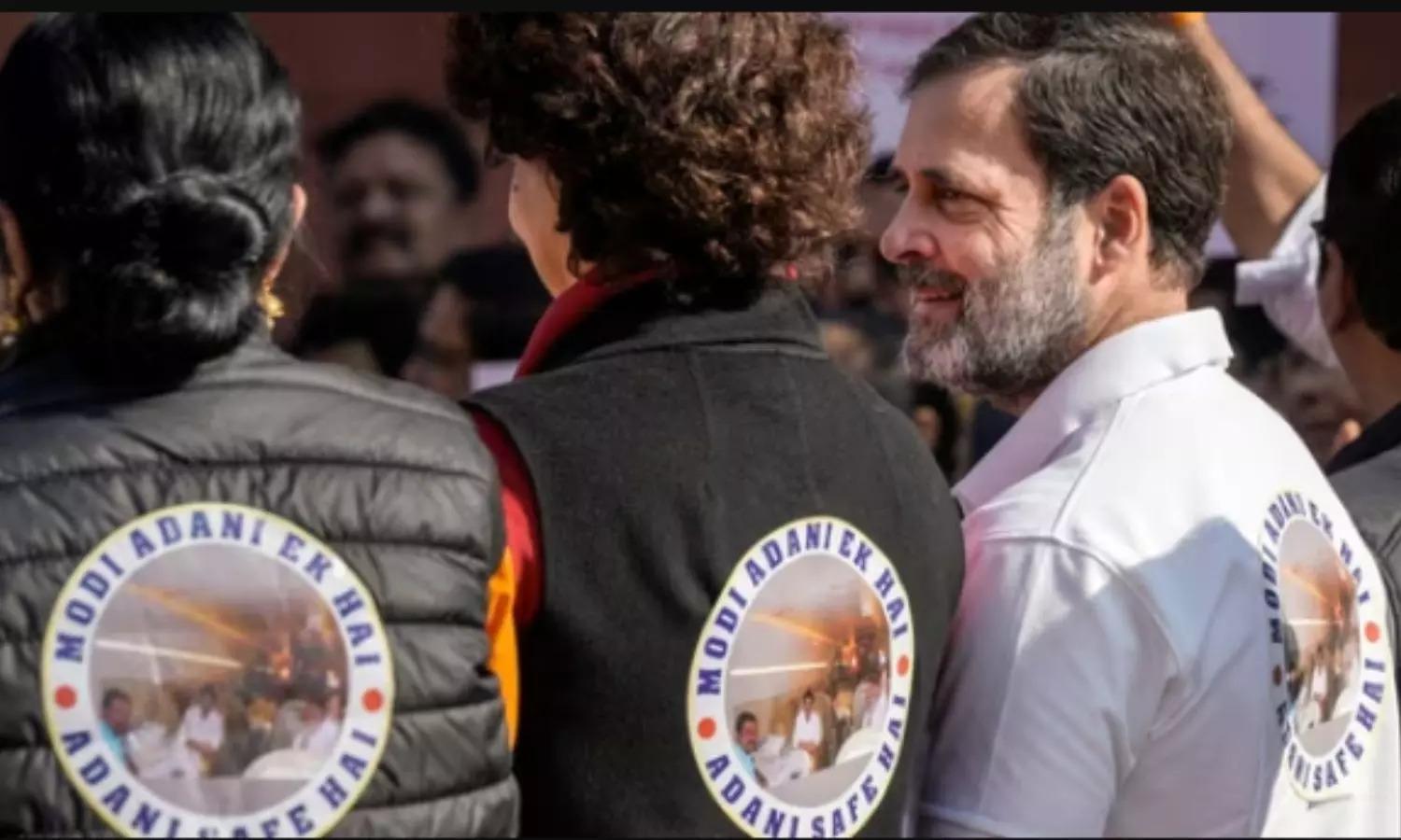 Congress MPs Protest in Parliament with ‘Modi-Adani Ek Hain’ jackets