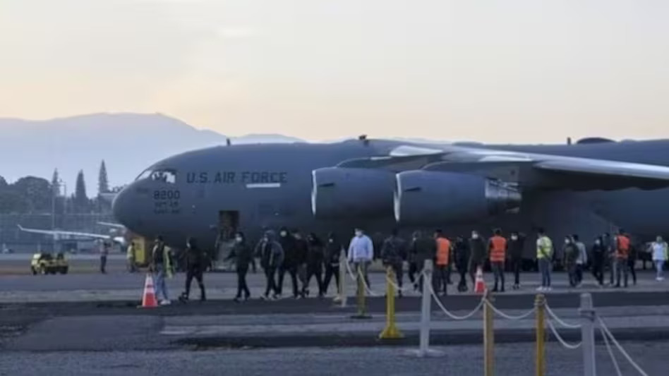 The third flight carrying deported Indians from America reached Amritsar, 112 illegal immigrants were sent back