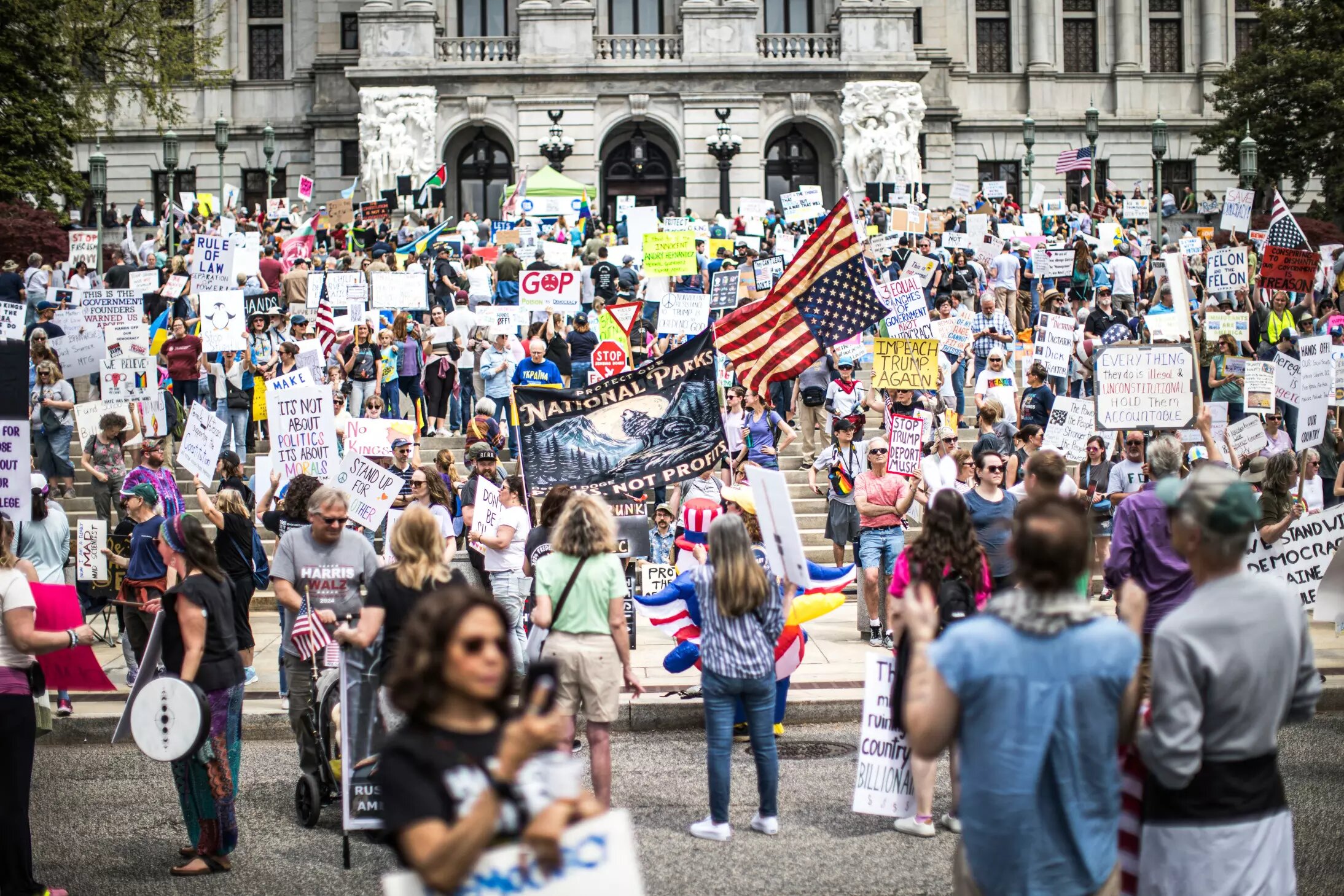 Thousands Rally Across US Against Trump Policies