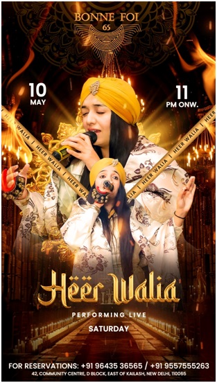 Sufi Sensation Heer Walia to Perform Live at Bonne Foi 65 This Saturday