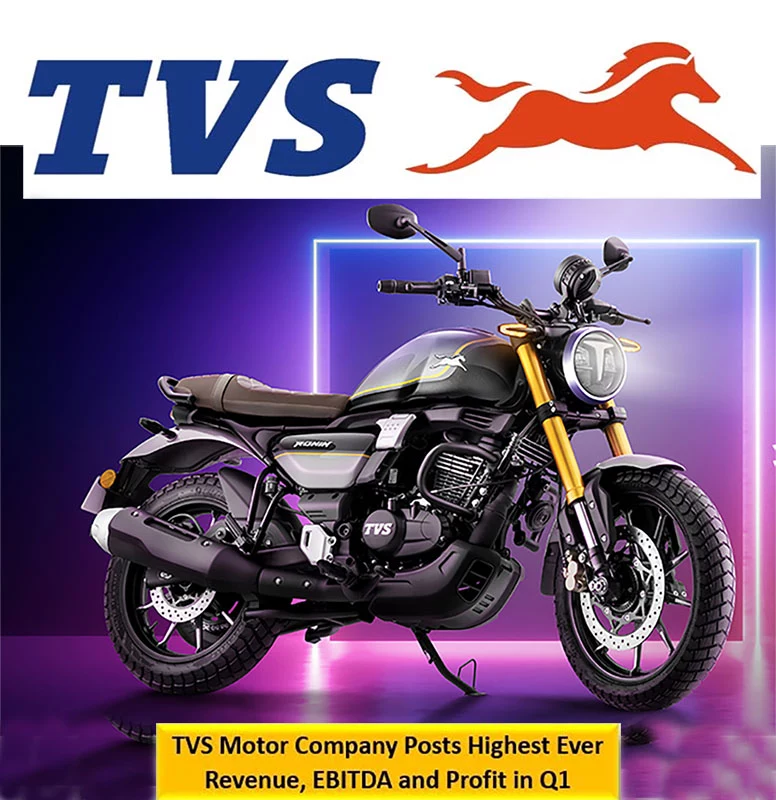 TVS Motor Revenue Crosses Rs.10,000 Crs; Achieves Highest EBITDA and PBT in Q1