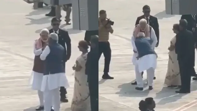 Nitish tries to touch PM’s feet at Patna airport