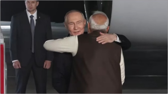 Putin India Visit LIVE: PM Modi welcomes President Putin with a hug, and they leave in the same car.