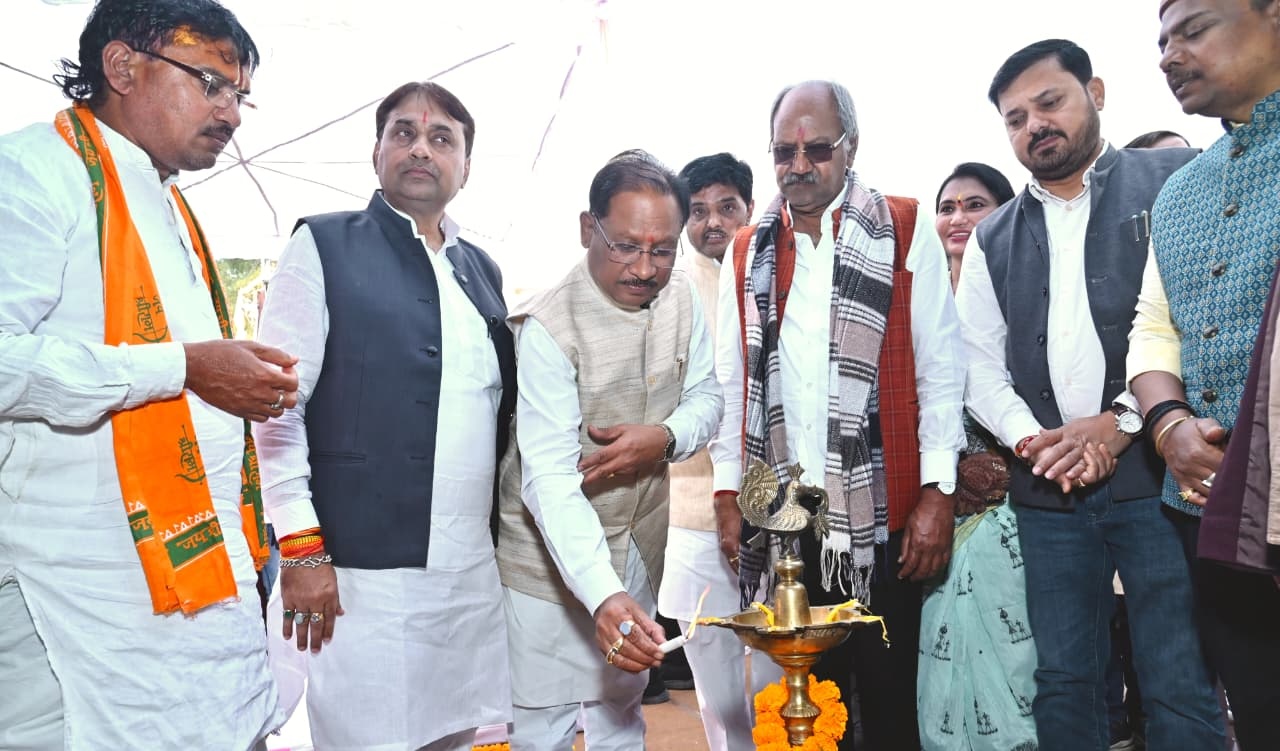Chief Minister  Sai performs Bhoomi Pujan for Chitrotpala Film City and Tribal and Cultural Convention Center
