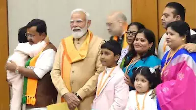 Modi Meets Nitin Nabin’s Family At BJP Headquarters After He Took Charge As Party’s National President