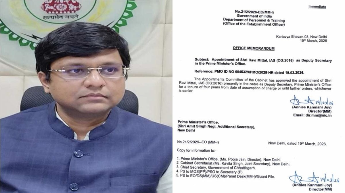 Chhattisgarh Cadre IAS Officer Dr. Ravi Mittal Appointed Deputy Secretary in the Prime Minister’s Office