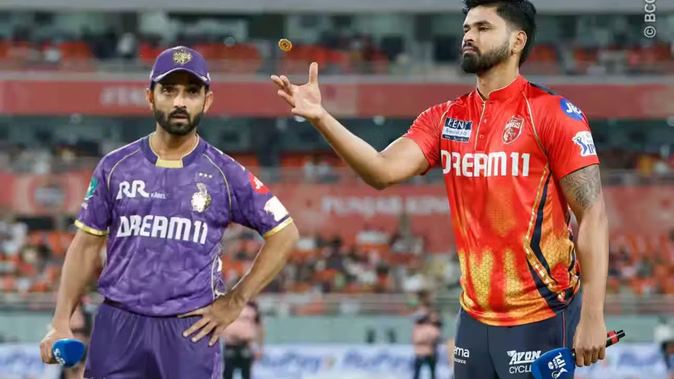 KKR vs PBKS Live Score: Match Halted Due to Rain; KKR Suffers Two Blows; Rahane and Raghuvanshi at the Crease