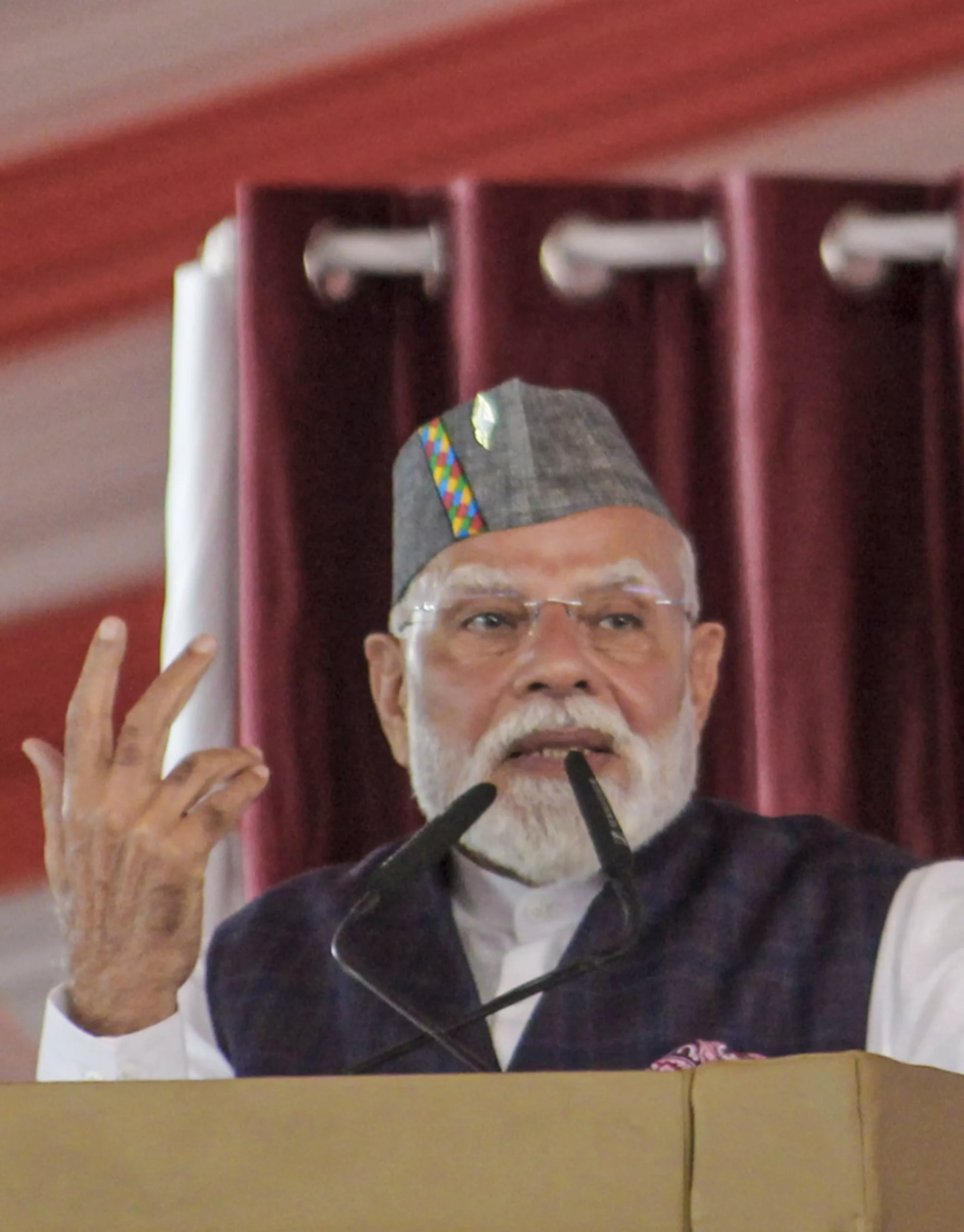Prime Minister Narendra Modi addresses a gathering during the inauguration of the Delhi-Dehradun Expressway, in Dehradun, Tuesday, April 14, 2026