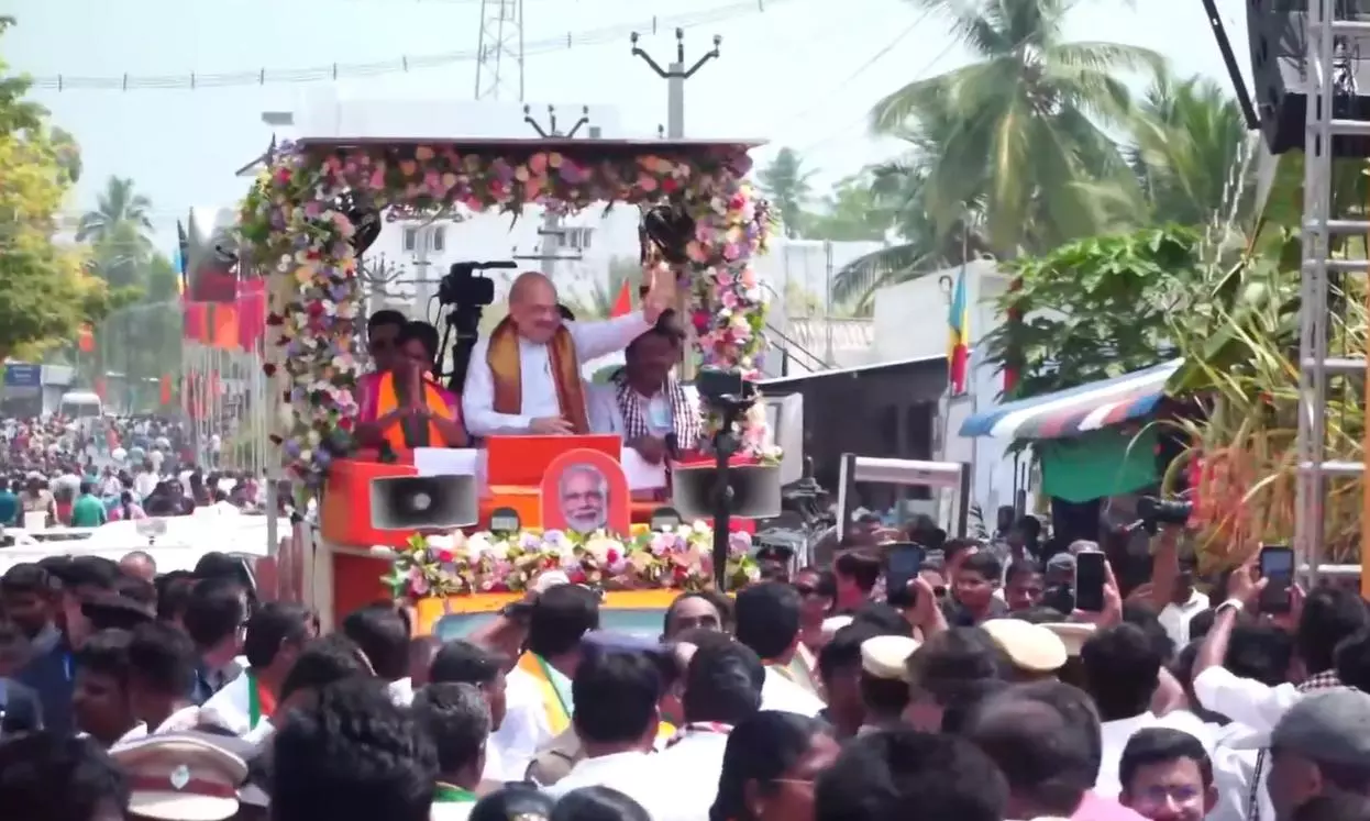 Amit Shah Holds Roadshow at Erode in Tamil Nadu