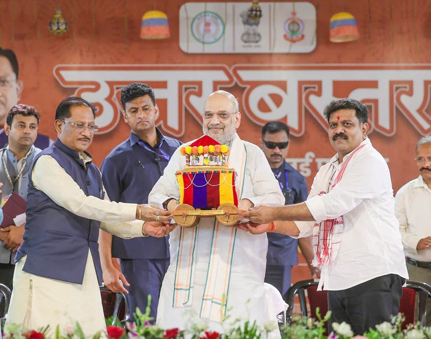 Union Home Minister and Minister of Cooperation Amit Shah meets families of martyrs, CAPFs personnel and victims of naxal violence in Jagdalpur, Chhattisgarh