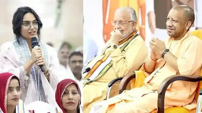 Hira Rashid, who took the first flight from an airport built on her own farmland, arrives in Lucknow to meet CM Yogi